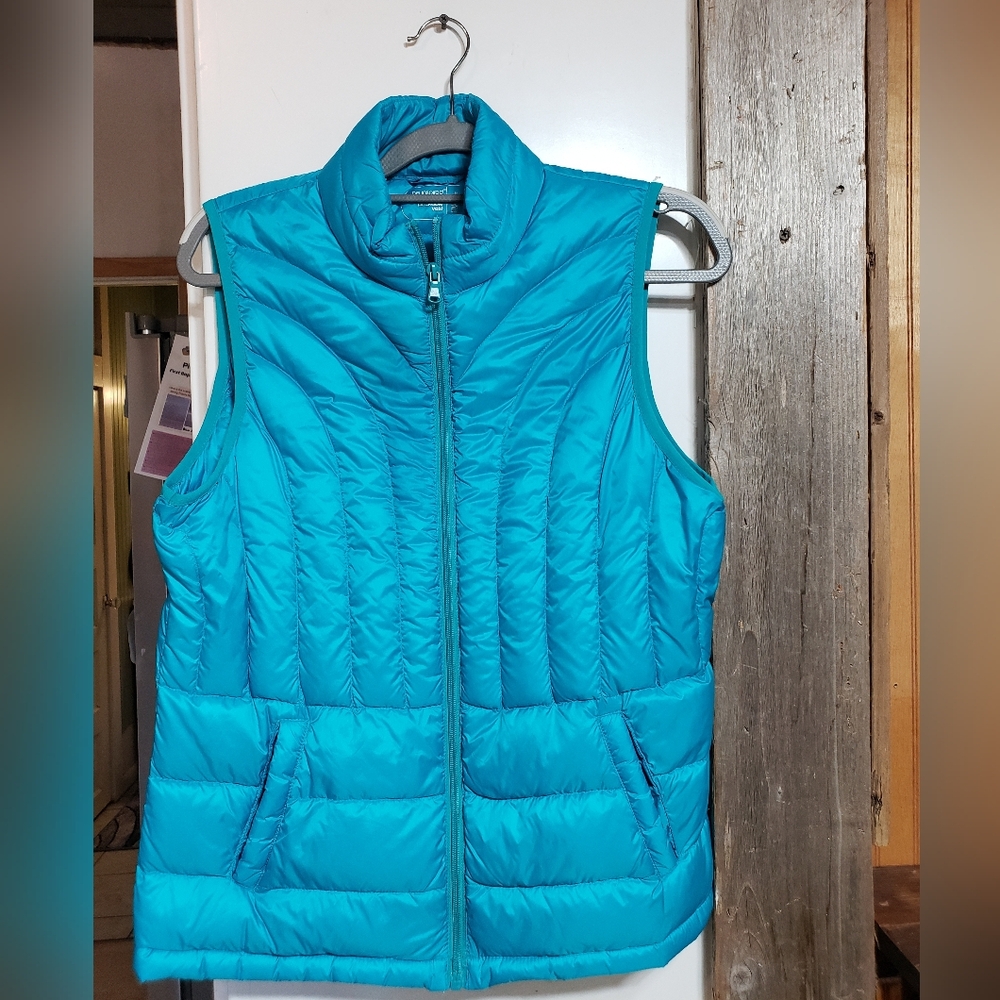 Be Inspired Down Packable Vest Blue Women Med Travel Easy Roll Up Hiking